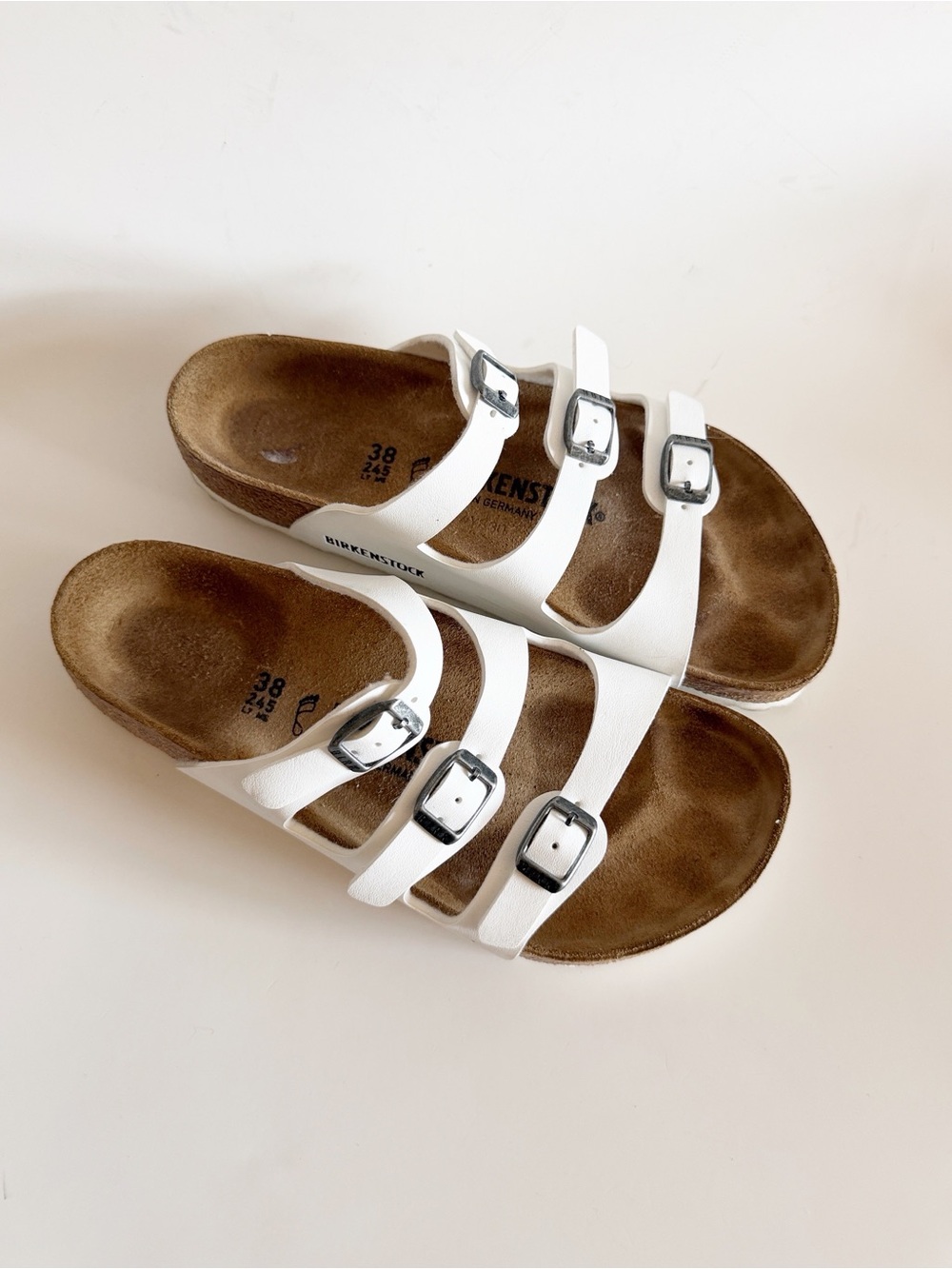 Birkenstock Florida Birko-Flor White Three Straps Slide Sandals size 7 L - Picture 2 of 8
